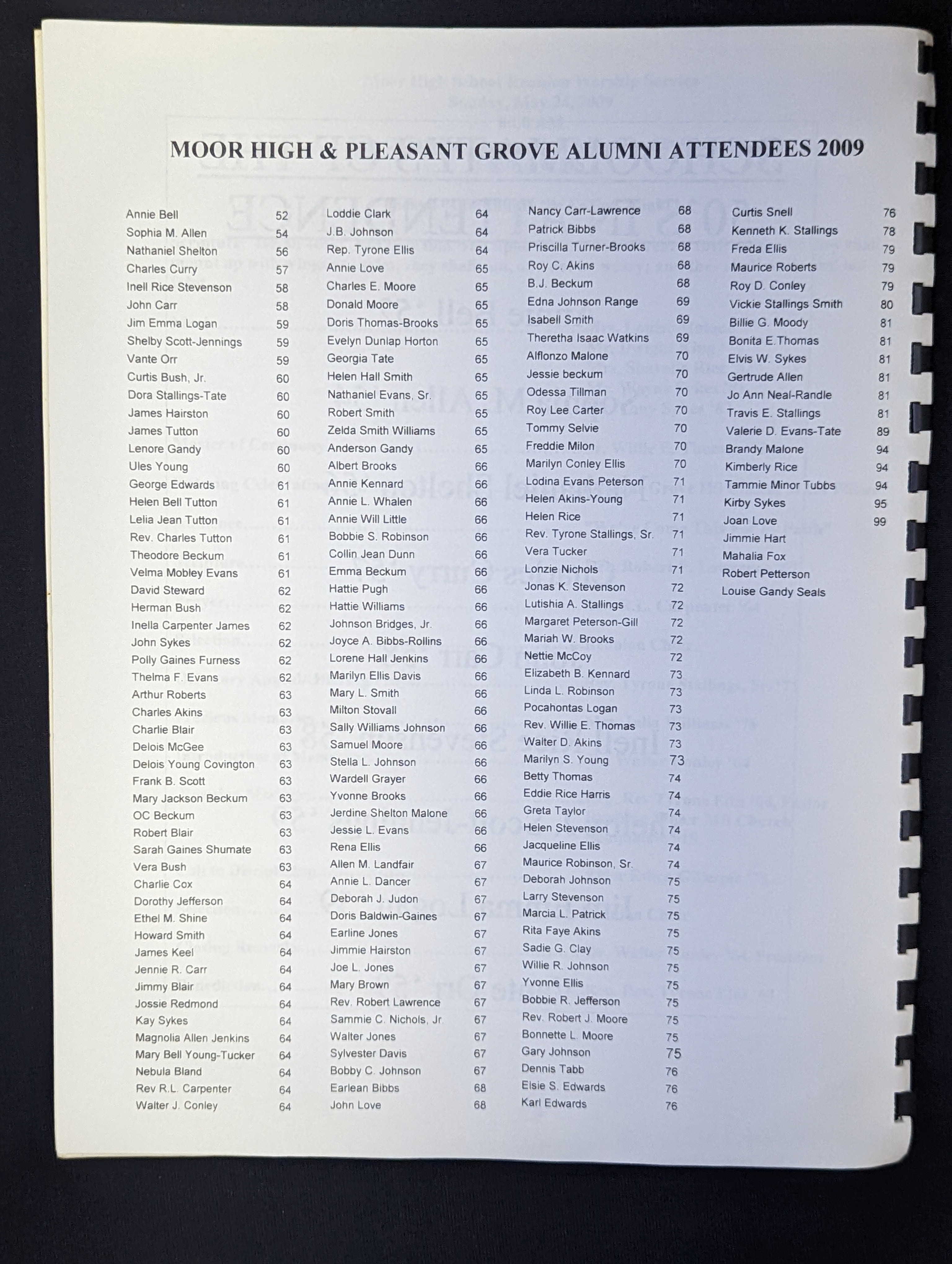 Image of 2009 B.L. Moor and Pleasant Grove Reunion Attendees