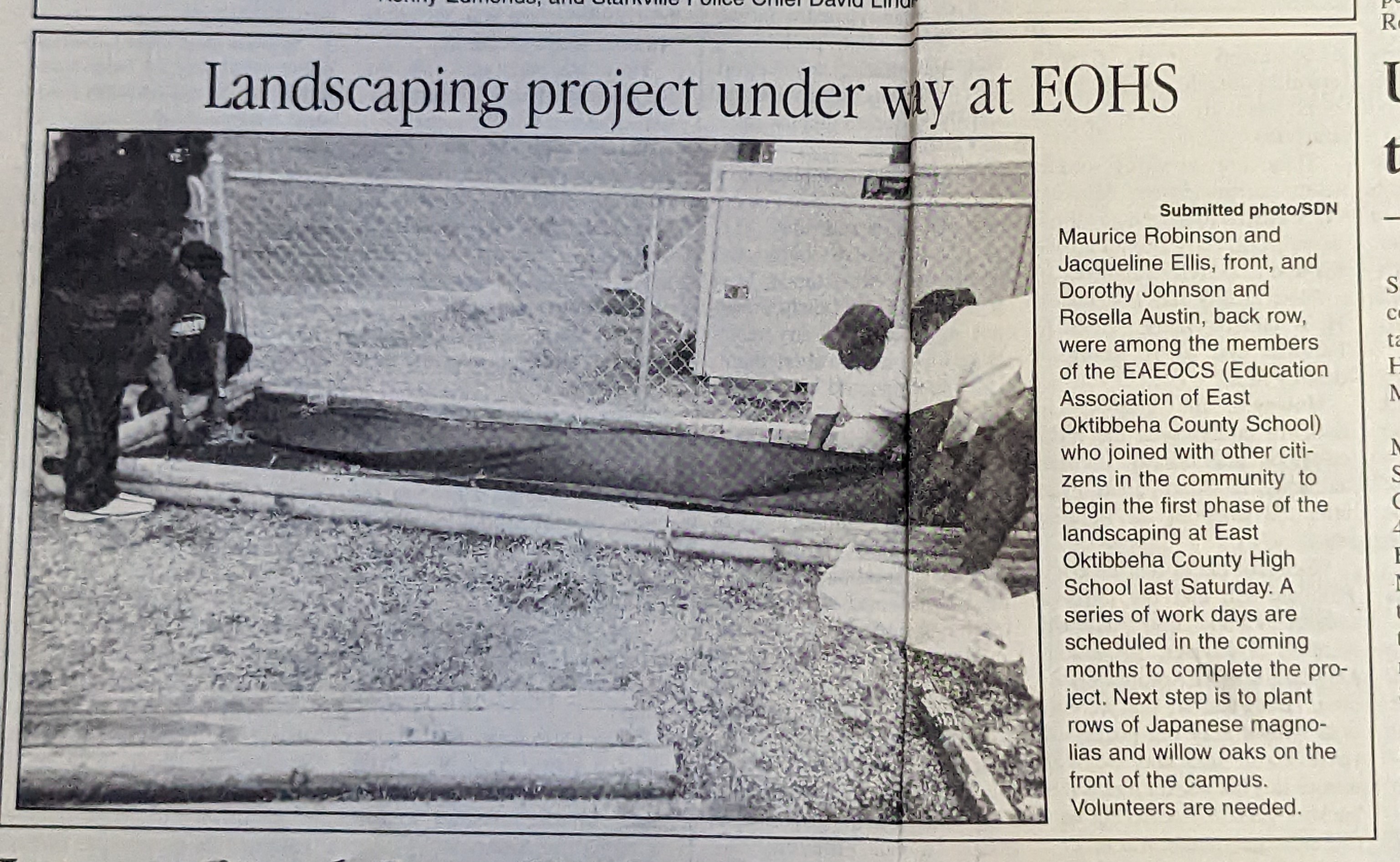 Image of Landscaping project underway at EOHS