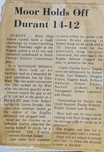 Moor Holds Off Durant 14-12