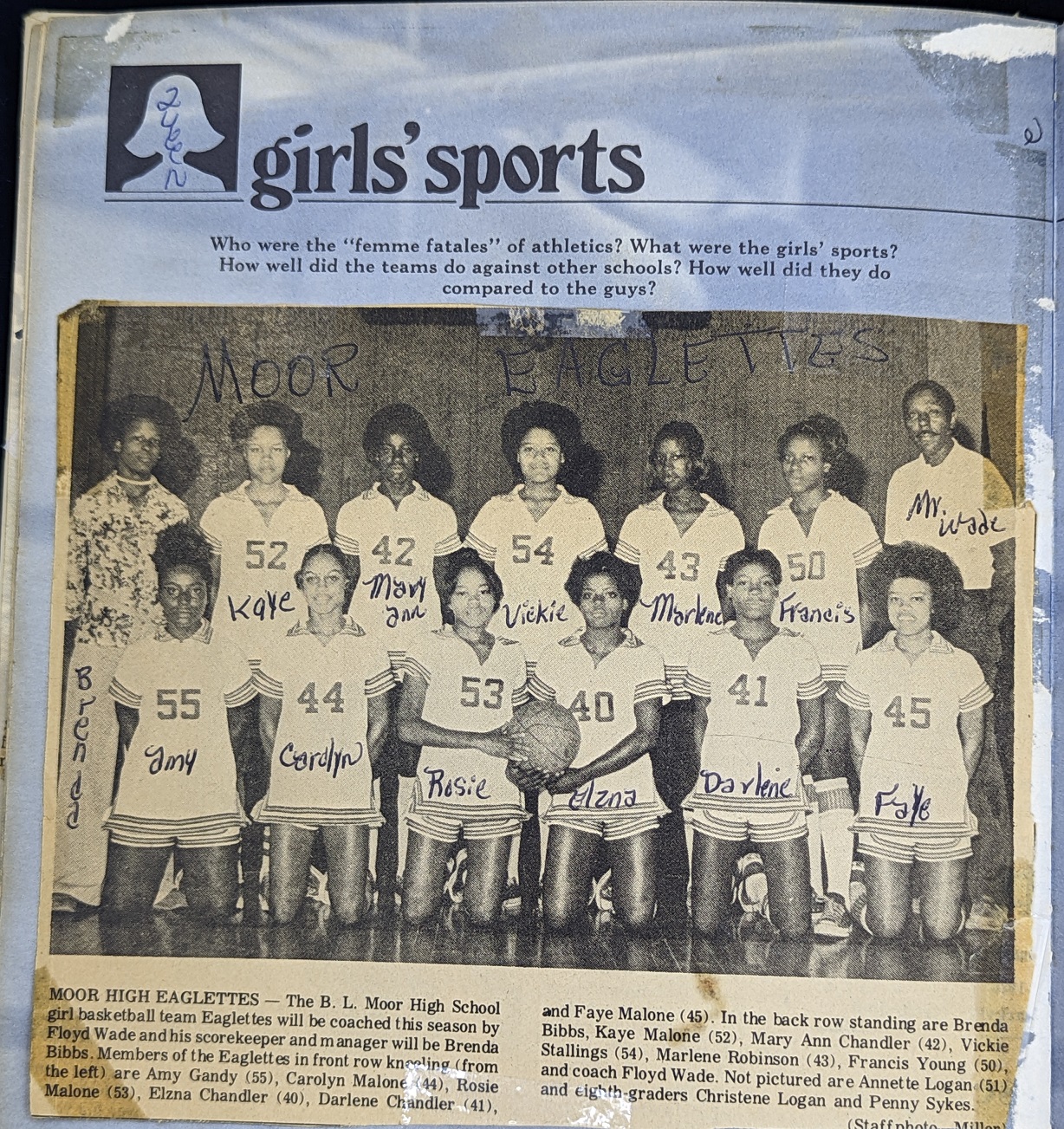 1977 Women's Basketball Team Picture